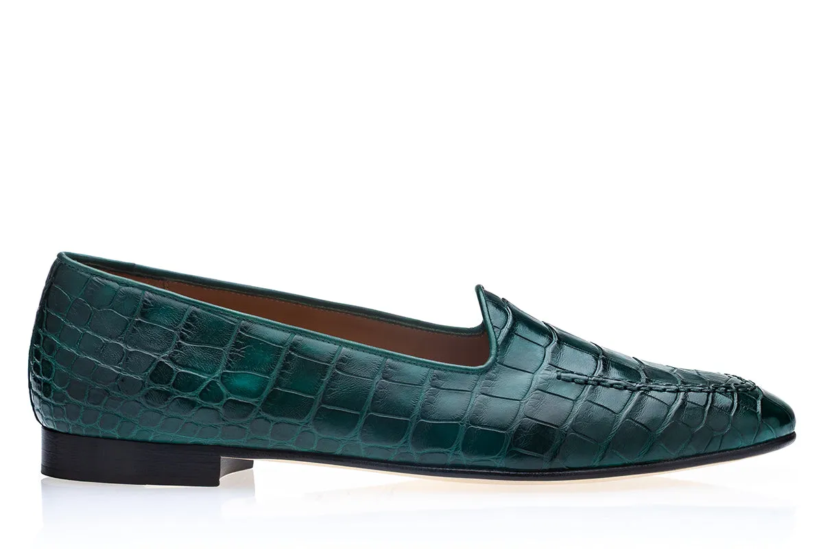 CAPRI CROCODILE GREEN LOAFERS