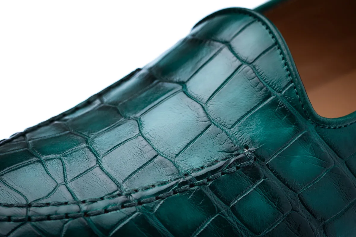 CAPRI CROCODILE GREEN LOAFERS