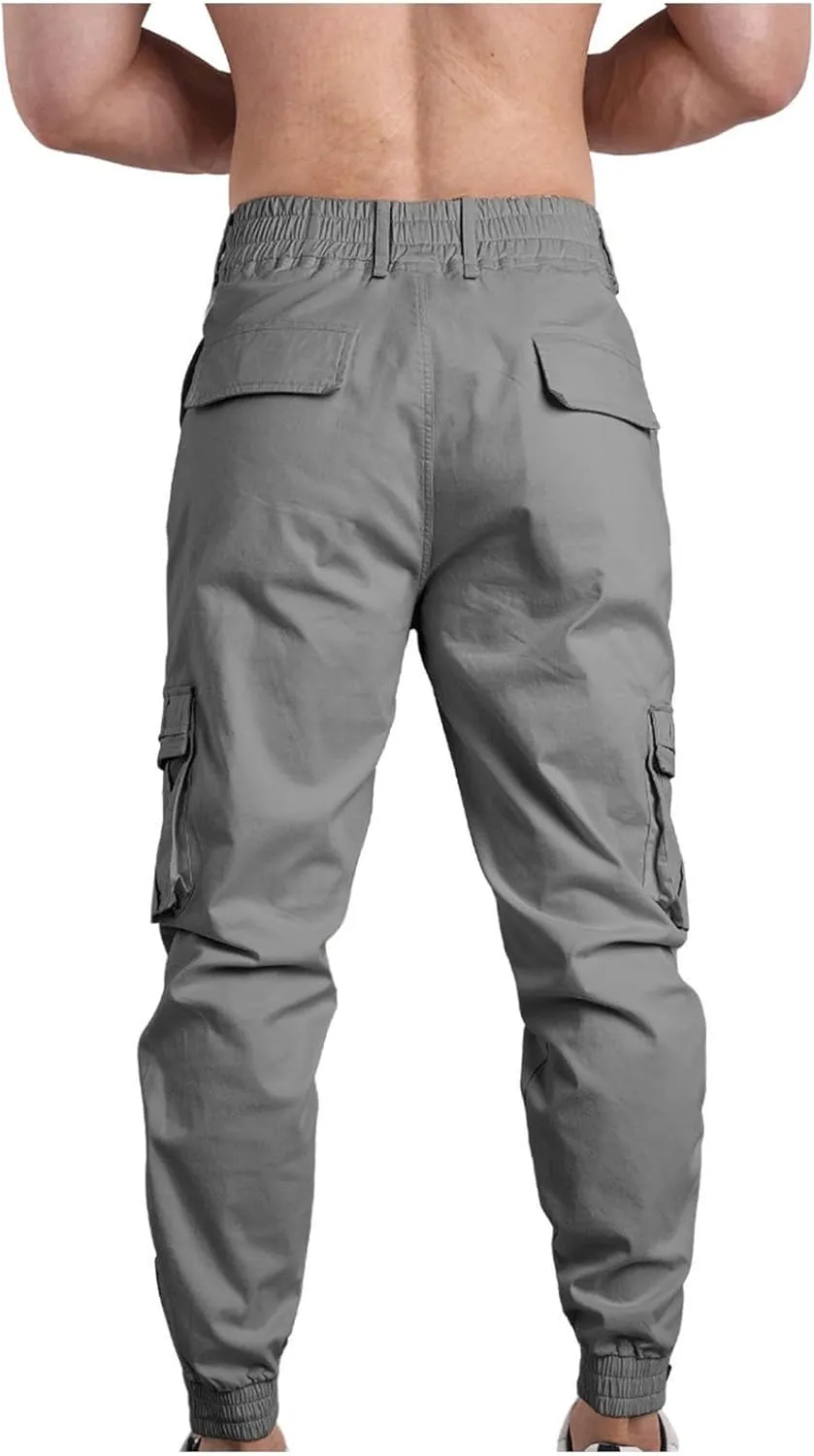 Casual Sport Pants Mens Hiking Tactical Pants Belted Foot Cargo Pants Solid Color Cotton Pants Zip Off Cargo Pants
