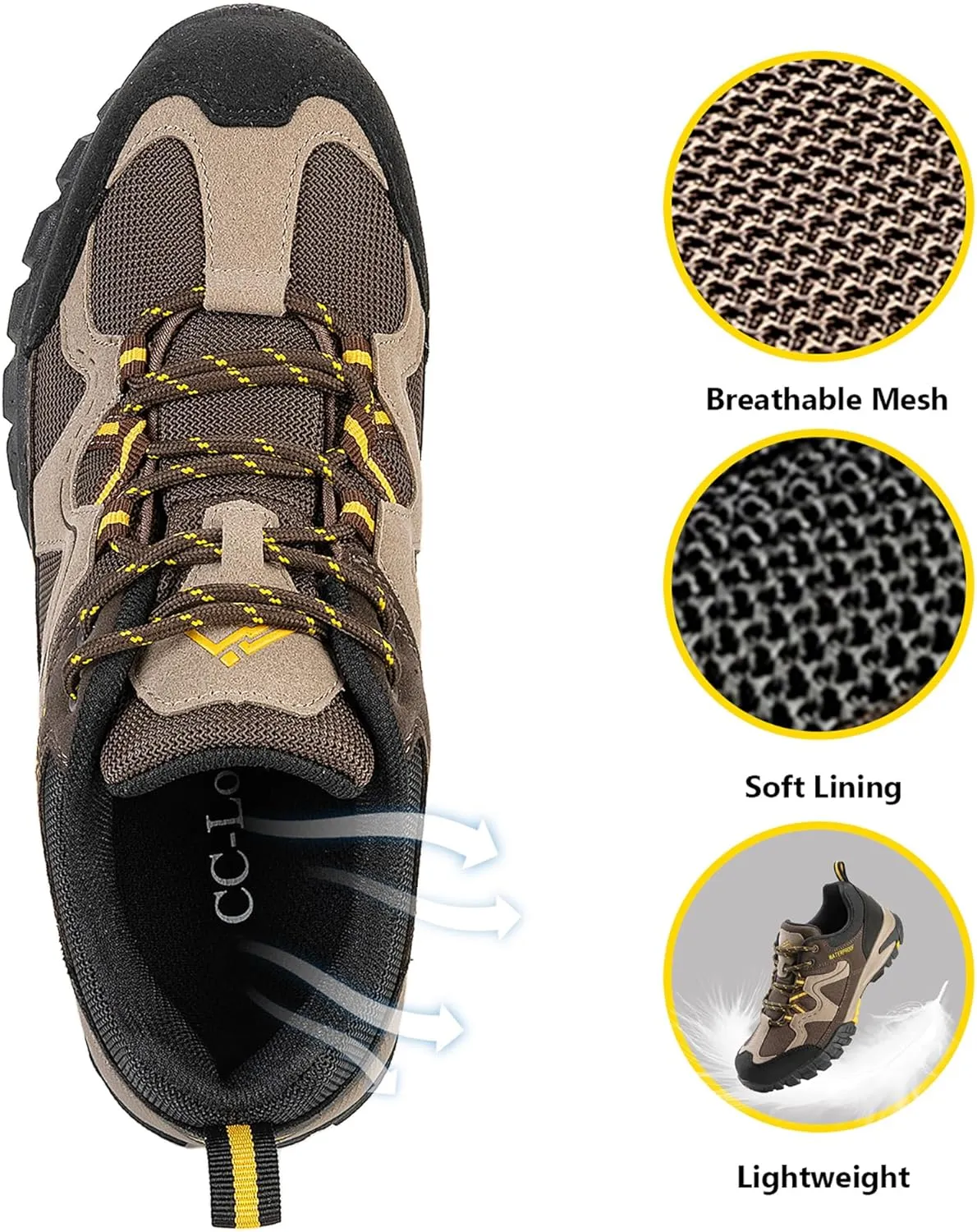CC-Los Women's Waterproof Hiking Shoes Lightweight Breathable Walking Shoes for Outdoor Climbing Size 5.5-10.5