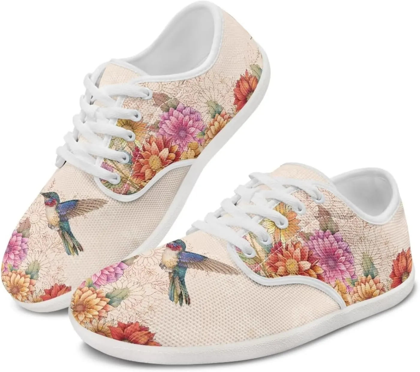 chaqlin Hummingbird Flats Shoes Women Dressy Comfortable Lace Up Sneaker Non Slip Casual Walking Running Tennis Shoe