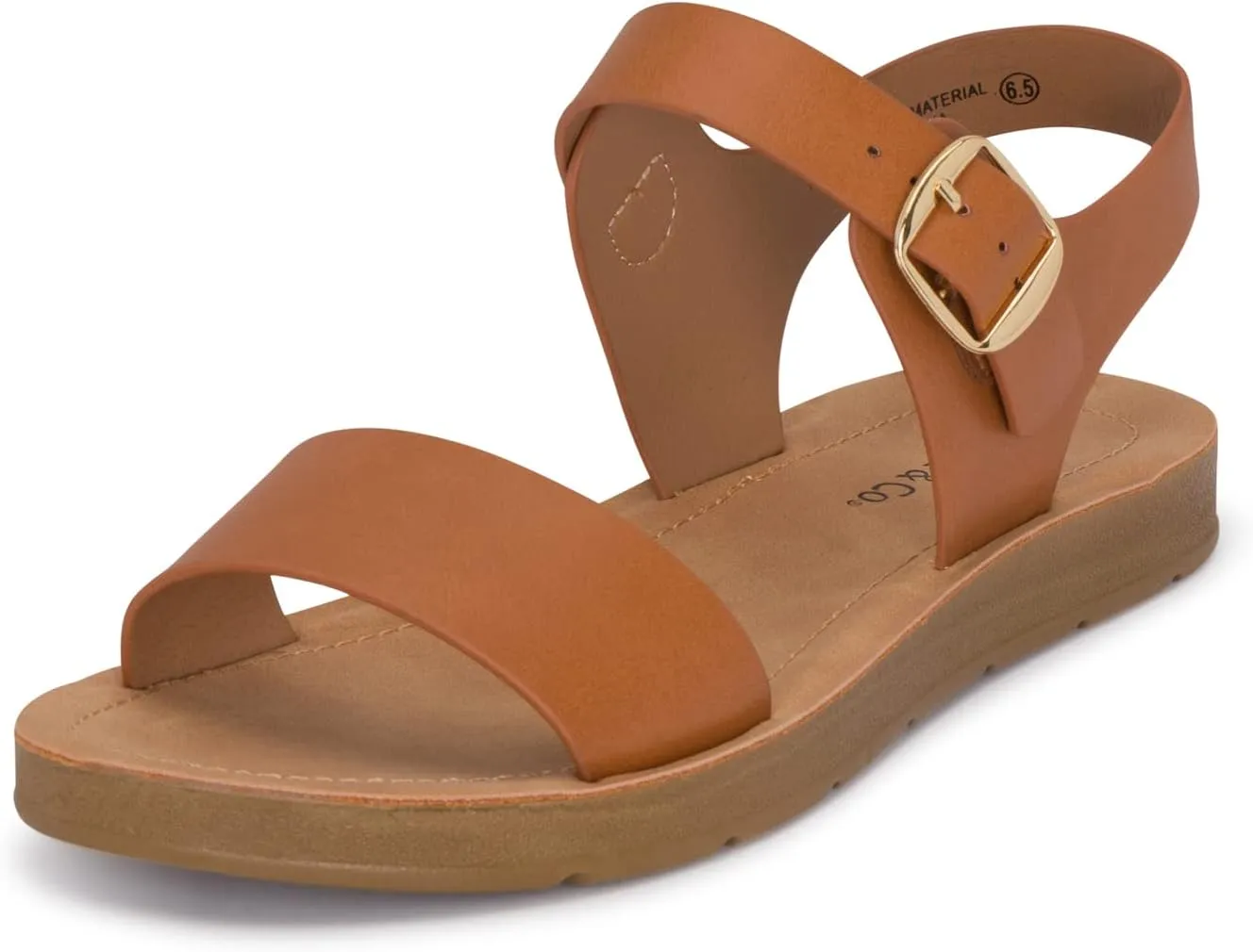 Chariot & Co - Crew - Women's Single Band Strappy Ankle Buckle Fashion Flat Sandals