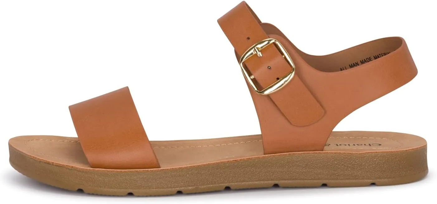 Chariot & Co - Crew - Women's Single Band Strappy Ankle Buckle Fashion Flat Sandals