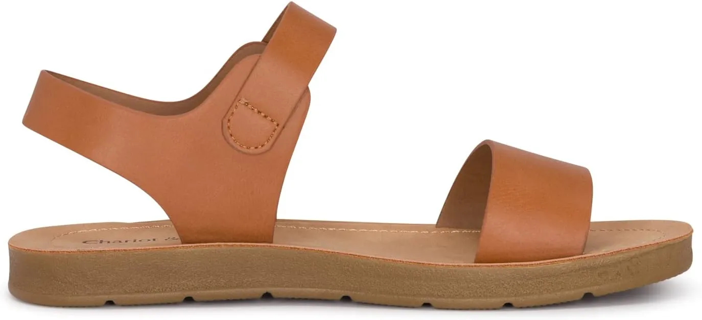 Chariot & Co - Crew - Women's Single Band Strappy Ankle Buckle Fashion Flat Sandals