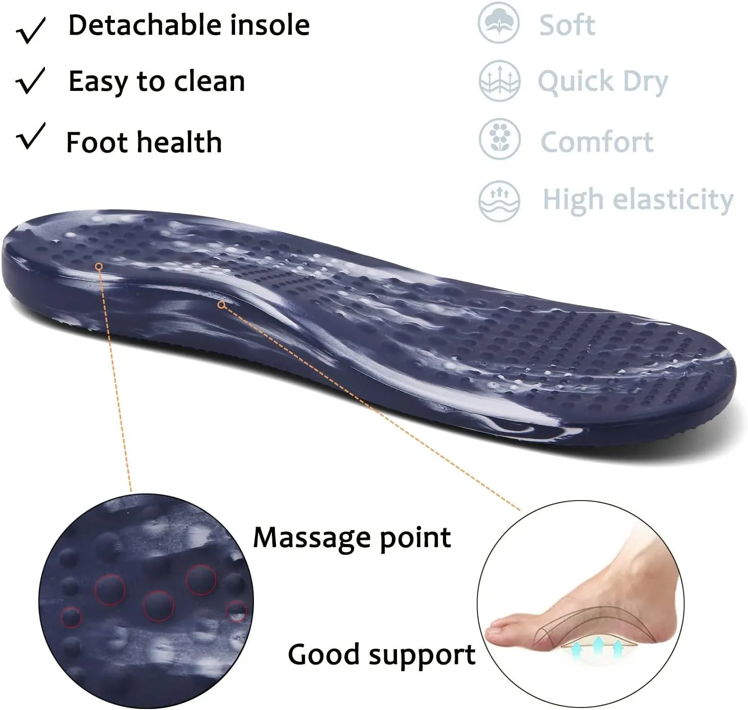 ChayChax Men's and Women's Arch Support Clogs Garden Shoes Slip-on Outdoor Beach Slippers with Removable Cushion Footbed