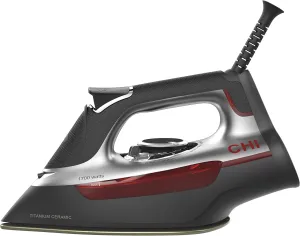 CHI Steam Iron for Clothes with 300  Holes for Powerful Steaming, Temperature Guide Dial, 1700 Watts, XL 10’ Cord, 3-Way Auto Shutoff, Titanium Infused Ceramic Soleplate, Silver (13101)