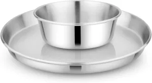Children's 304 Stainless Steel Dinnerware Set | 1 Stainless Plate (21 cm) and 1 Bowl (10 oz) | Matte Finish | 100% BPA Free | Non-Toxic | Dishwasher Safe