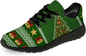Christmas Running Shoes Mens Womens Casual Sport Sneakers Green Christmas Tree Tennis Sneaker Xmas Gift Idea,US Size 10