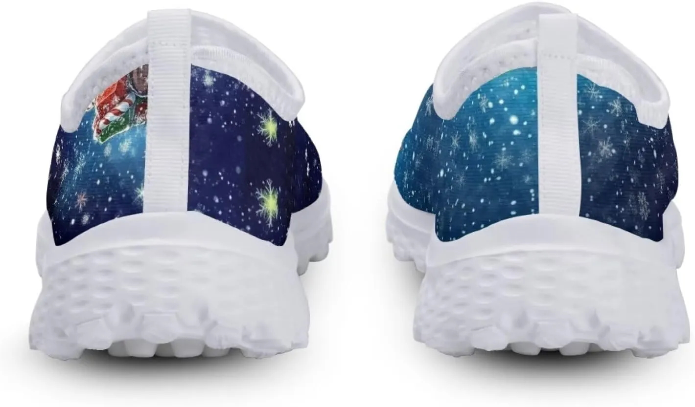 Christmas Slip On Loafer Shoes for Woman Size 5.5-11.5 Mesh Outdoor Walking Shoes Comfortable Road Running Shoes