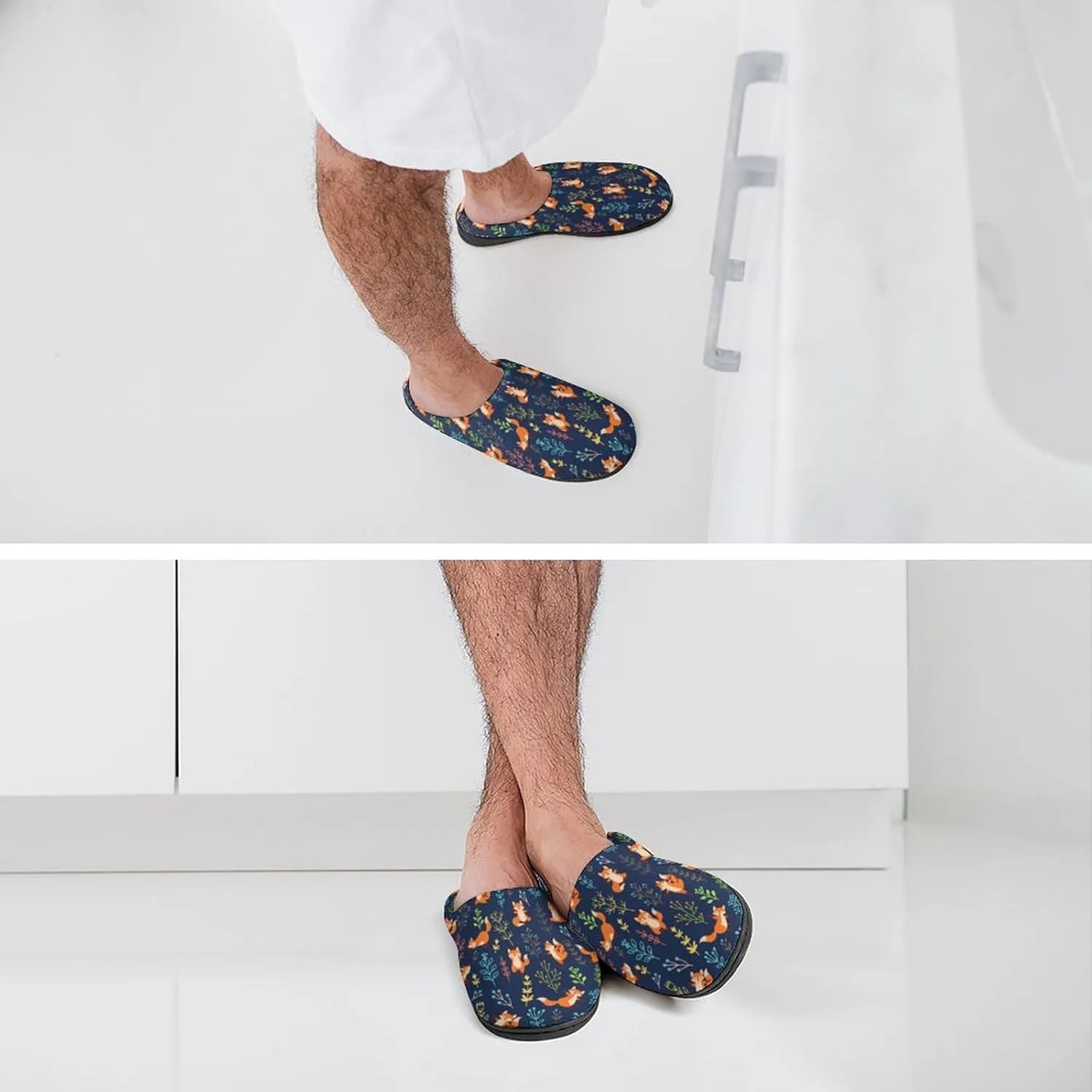 Christmas Slippers For Women Men Cotton House Slippers Hard Sole Comfy Clog Slippers Warm Slip-On Shoes Indoor Outdoor