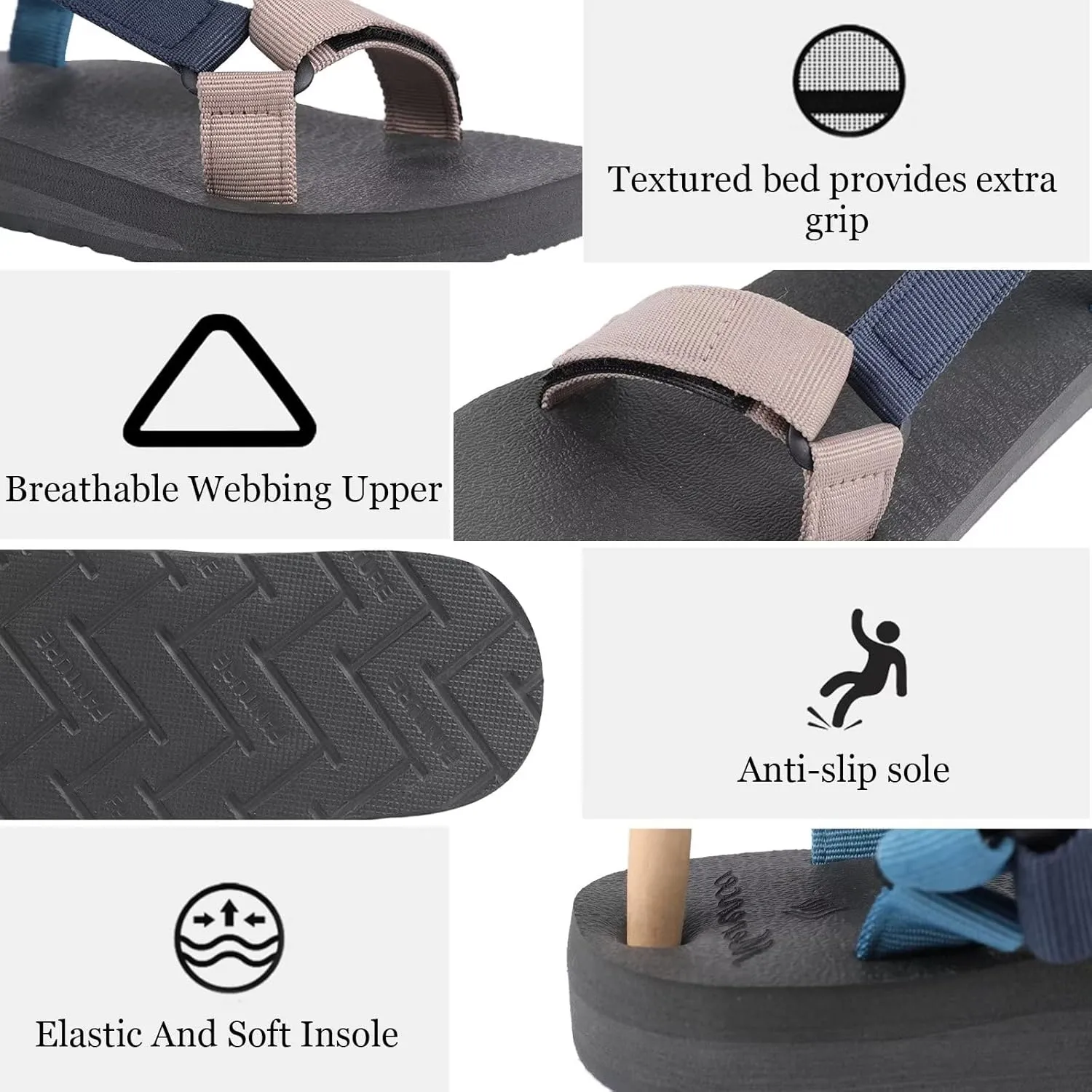 CIOR Women's Sport Sandals Hiking Sandals with Arch Support Yoga Mat Insole Outdoor Light Weight Water Shoes