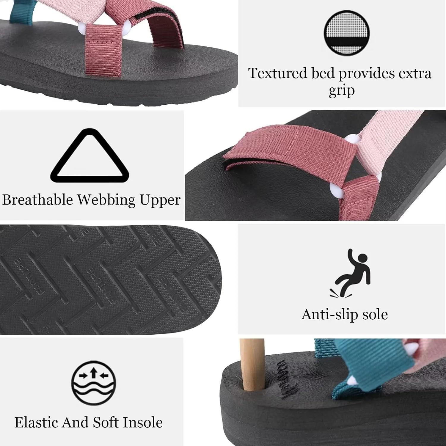 CIOR Women's Sport Sandals Hiking Sandals with Arch Support Yoga Mat Insole Outdoor Light Weight Water Shoes