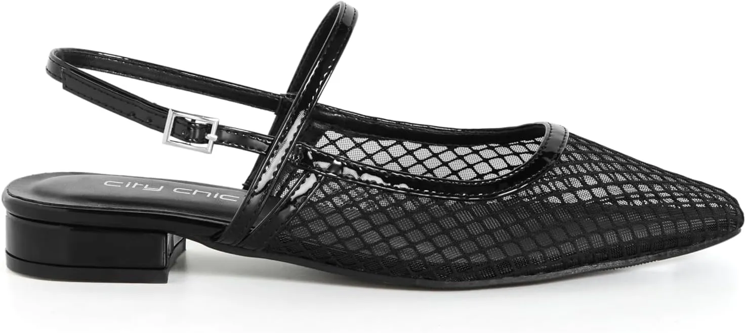 City Chic Women's Flat - Wide FIT Lily Mesh