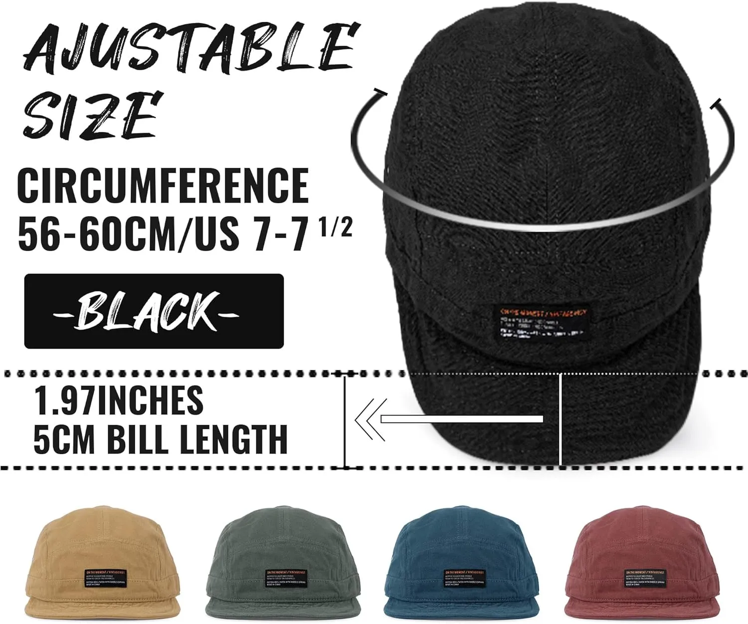 CLAPE Short Brim Baseball Cap 5 Panel Hat Soft Short Bill Trucker Cap Flat Snapback Hats Casual Outdoor Fitted Cap Dad Hats