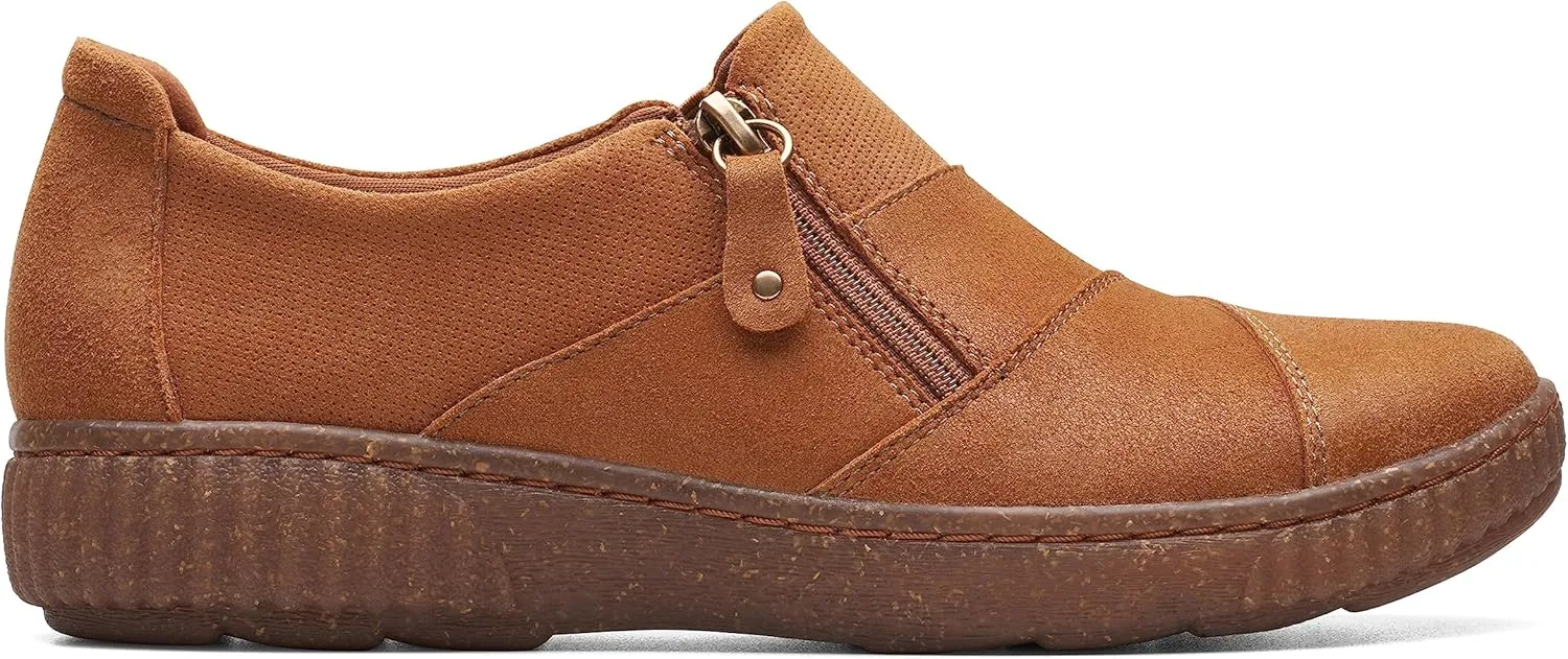 Clarks Women's Caroline Grace Loafer, Dark Tan Leather, 11