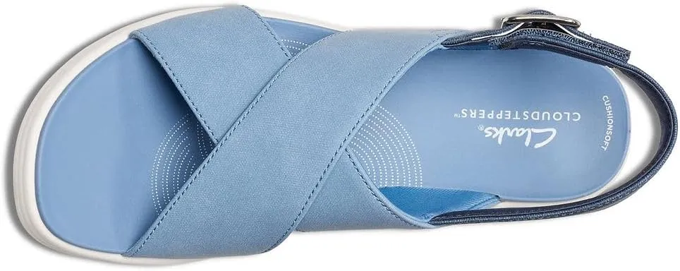 Clarks Women's Casual Wedge Sandal, Denim, 9