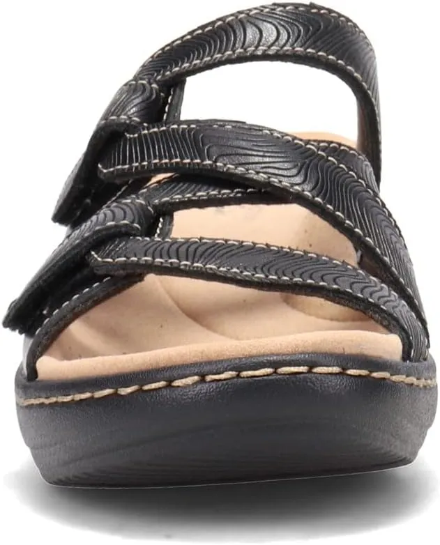 Clarks Women's Merliah Karli Sandal, Black Leather, 10, 26158226
