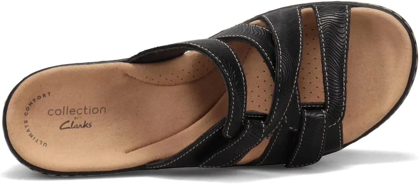 Clarks Women's Merliah Karli Sandal, Black Leather, 10, 26158226