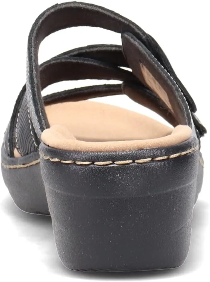 Clarks Women's Merliah Karli Sandal, Black Leather, 10, 26158226