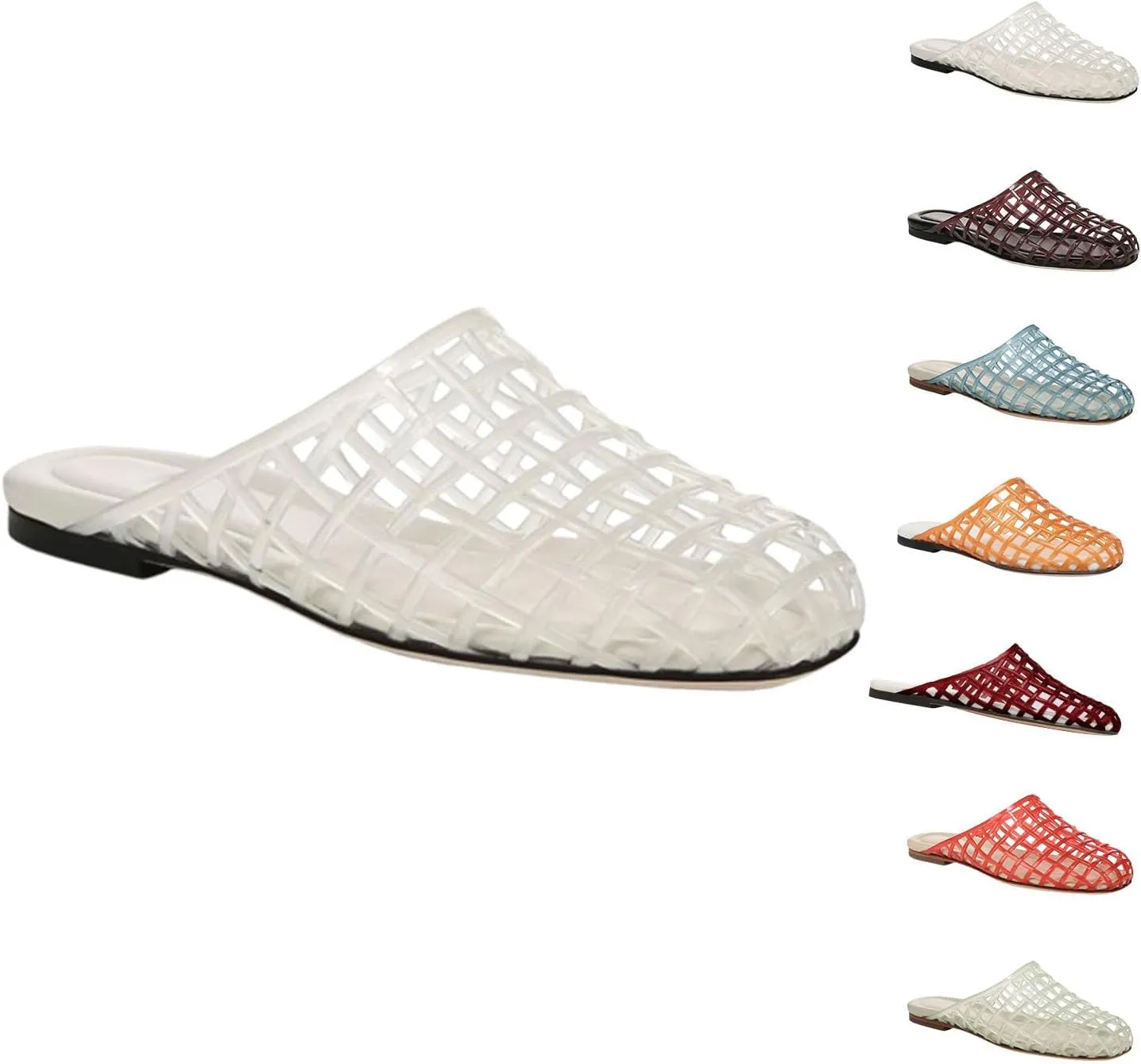 Clear Jelly Shoes for Women Slip on Clear Hollow Closed Toe Flat Sandals Beach Jellies Slippers Summer Slide Shoesv