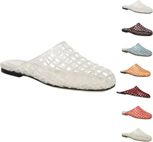 Clear Jelly Shoes for Women Slip on Clear Hollow Closed Toe Flat Sandals Beach Jellies Slippers Summer Slide Shoesv
