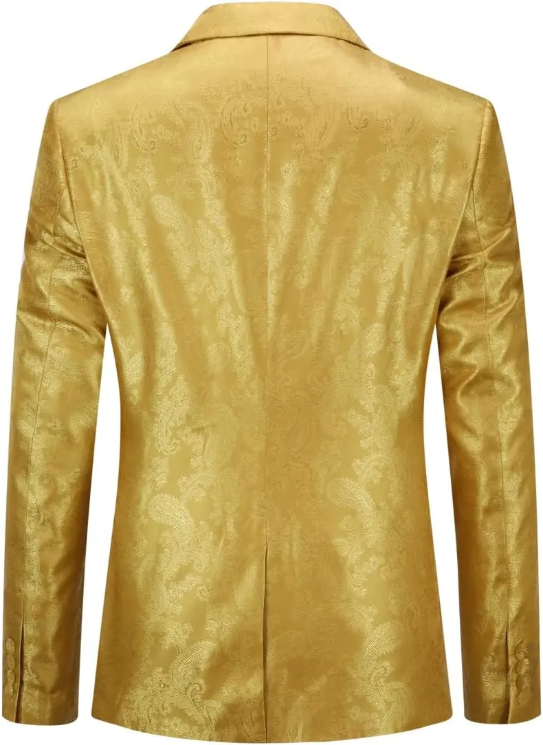 Cloudstyle Mens 2 Piece Paisley Dress Suit One Button Party Wedding Blazer Pants Sets