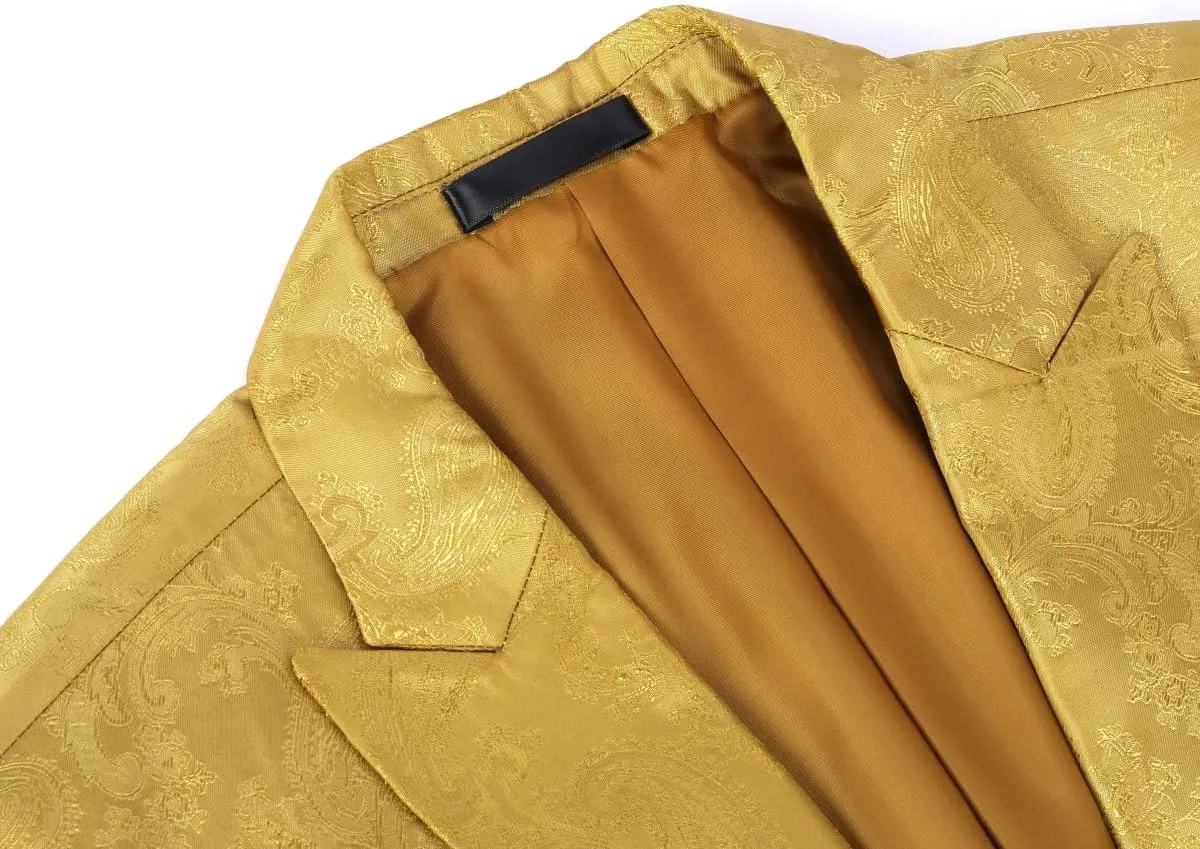 Cloudstyle Mens 2 Piece Paisley Dress Suit One Button Party Wedding Blazer Pants Sets