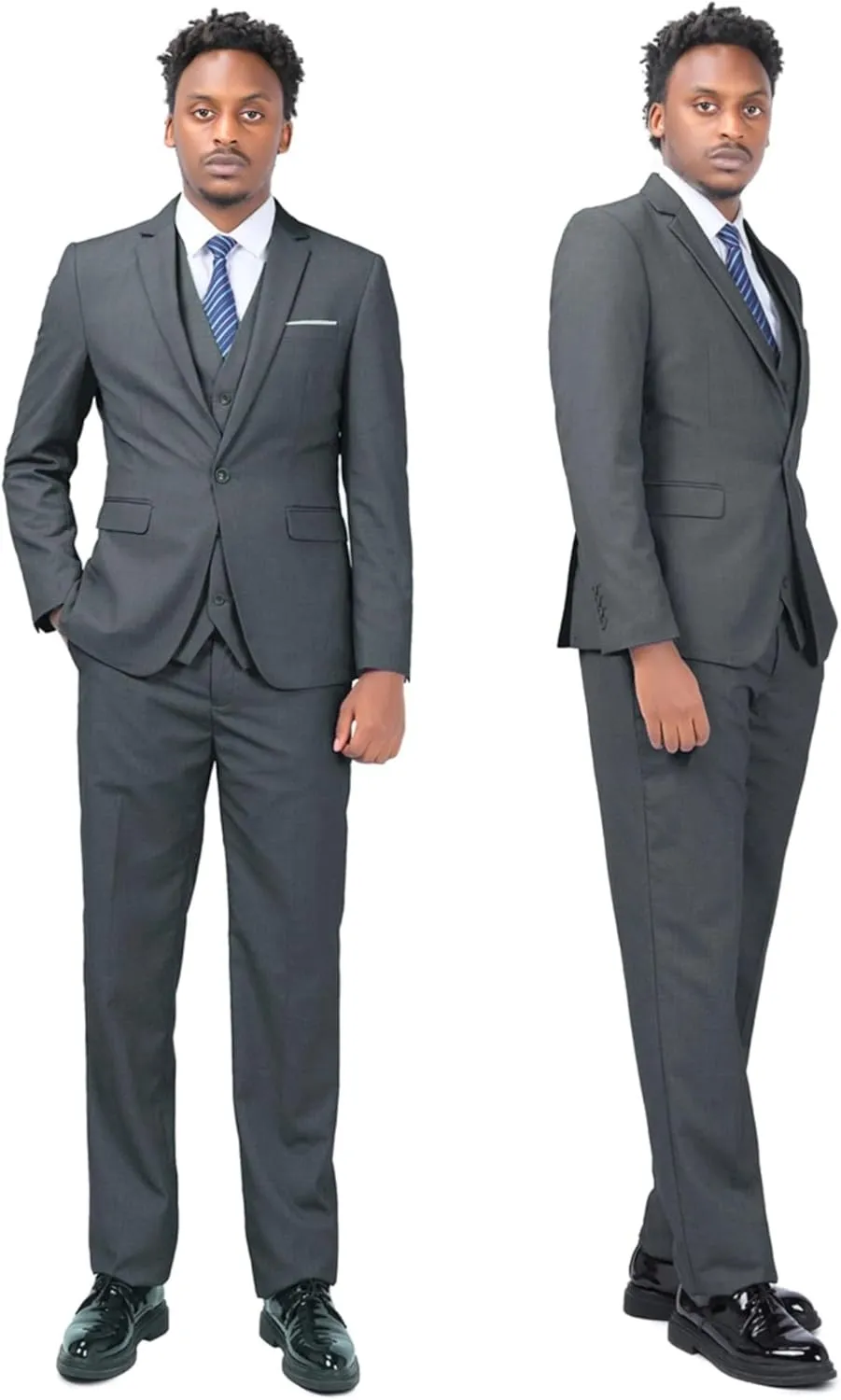 Cloudstyle Mens 3-Piece Suit Notched Lapel One Button Slim Fit Formal Jacket Vest Pants Set