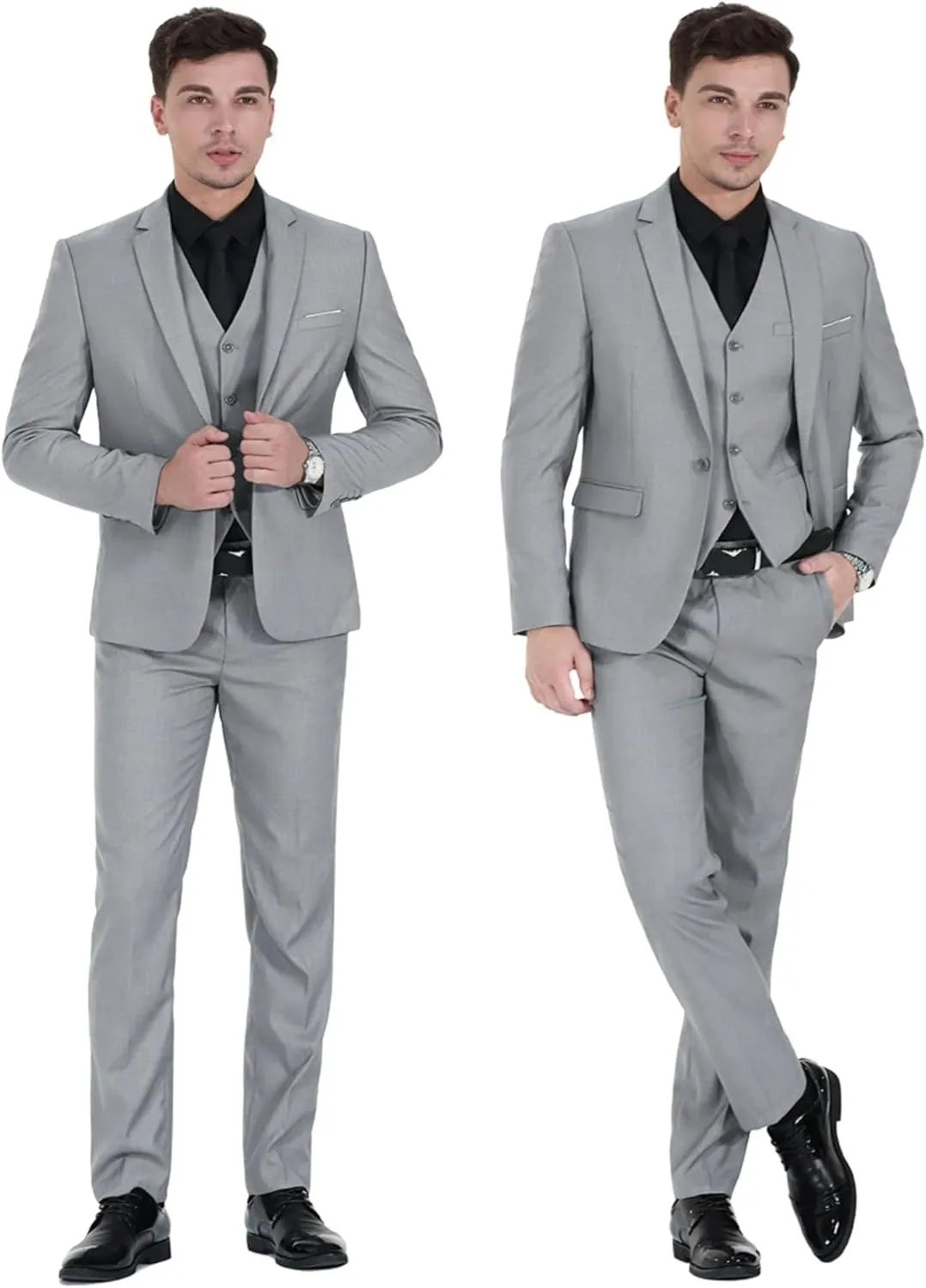 Cloudstyle Mens 3-Piece Suit Notched Lapel One Button Slim Fit Formal Jacket Vest Pants Set