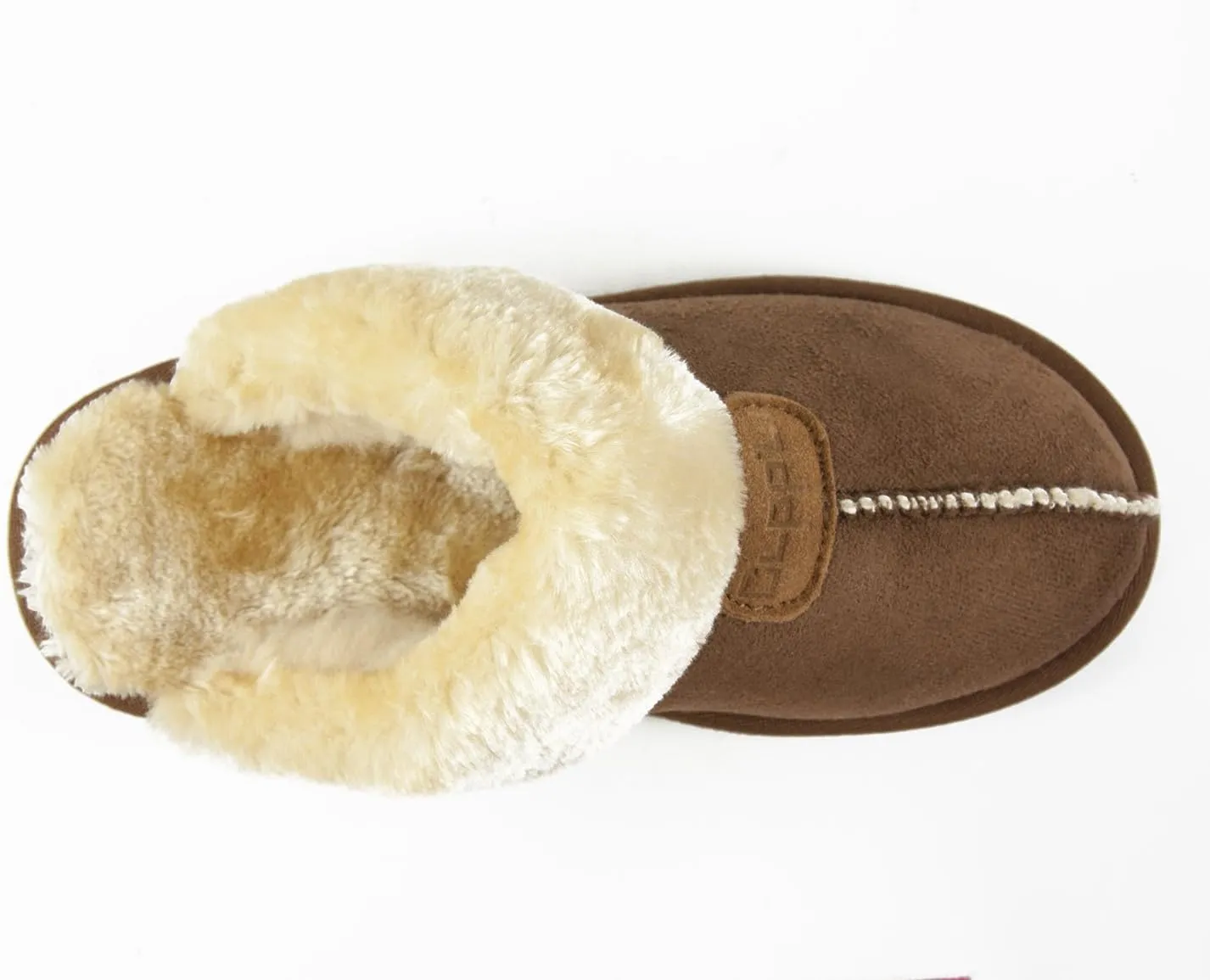 CLPP'LI Womens Slip on Faux Fur Warm Winter Mules Fluffy Suede Comfy Slippers