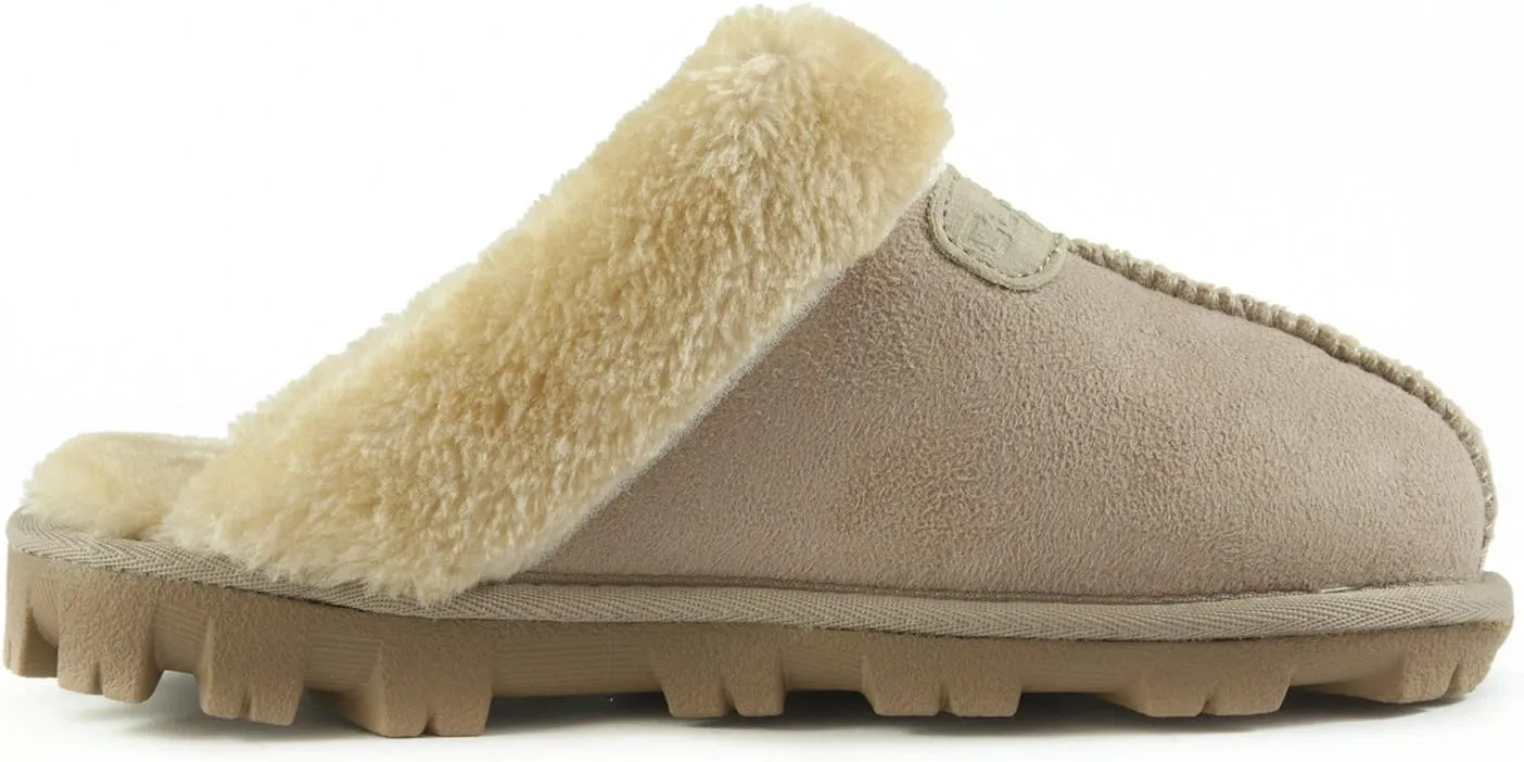 CLPP'LI Womens Slip on Faux Fur Warm Winter Mules Fluffy Suede Comfy Slippers