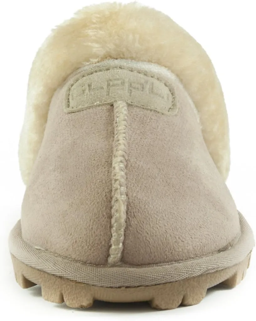 CLPP'LI Womens Slip on Faux Fur Warm Winter Mules Fluffy Suede Comfy Slippers