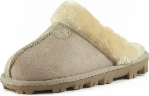 CLPP'LI Womens Slip on Faux Fur Warm Winter Mules Fluffy Suede Comfy Slippers