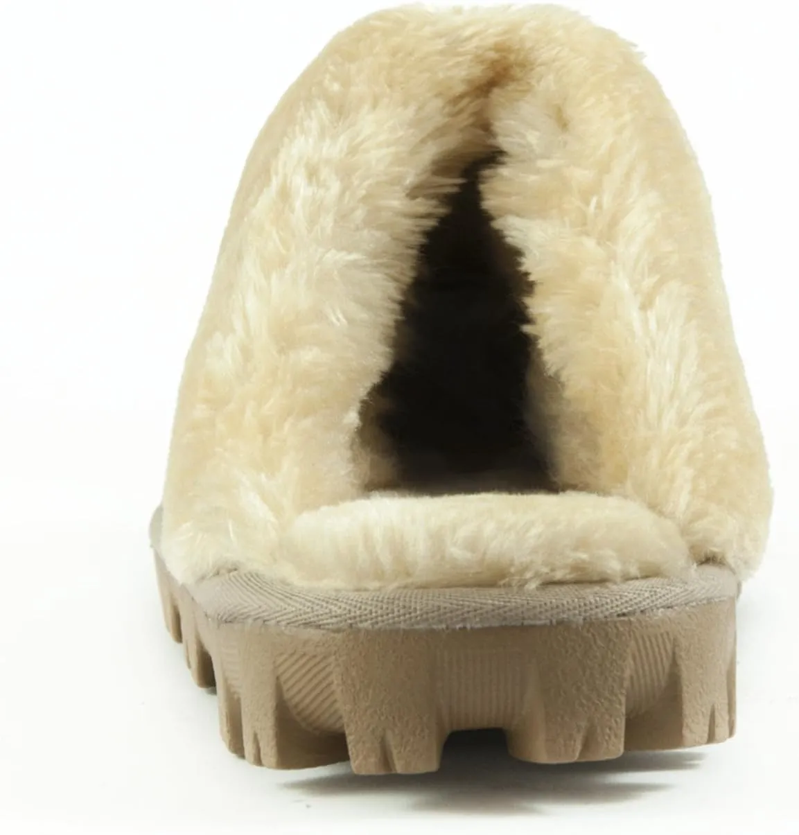 CLPP'LI Womens Slip on Faux Fur Warm Winter Mules Fluffy Suede Comfy Slippers