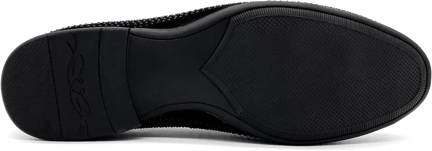 CMM Men's Pointed Toe Rivet Dress Shoes Glitter Modern Metallic Slip On Loafers Plus Size