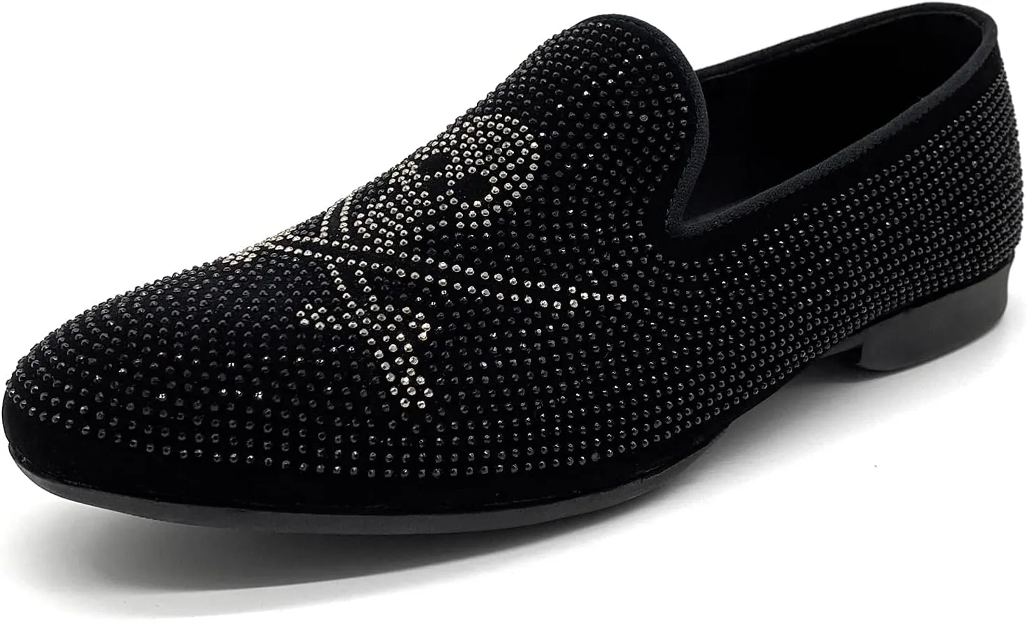 CMM Men's Pointed Toe Rivet Dress Shoes Glitter Modern Metallic Slip On Loafers Plus Size