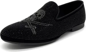 CMM Men's Pointed Toe Rivet Dress Shoes Glitter Modern Metallic Slip On Loafers Plus Size
