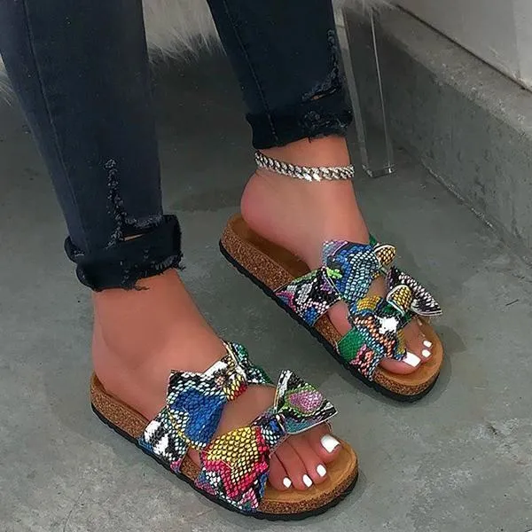 Comfy Double Bowknot Slip On Sandals