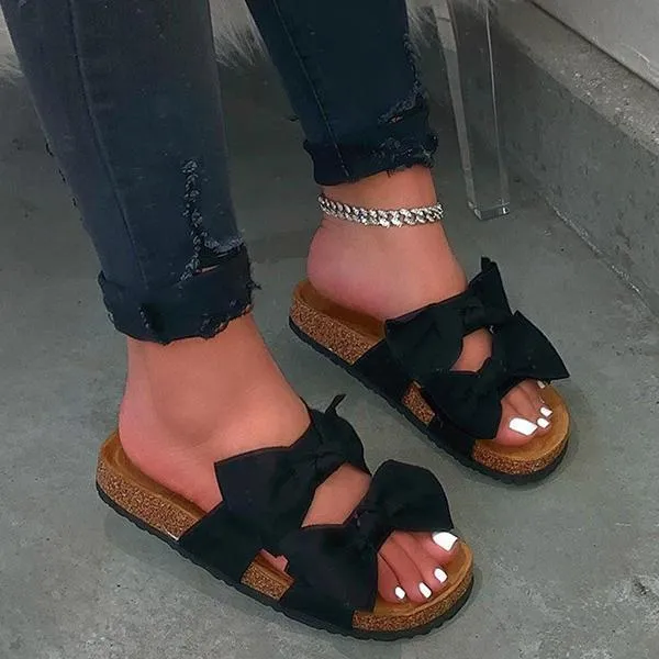 Comfy Double Bowknot Slip On Sandals