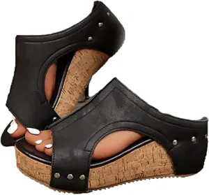 Cork Wedges, Maison Birch Cork Wedges, Comfy Platform Orthopedic Sandals for Non Slip
