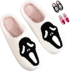 Cotton Slippers Halloween Ghost Face Horror Skull Indoor Novelty Warm Anti-Slip Soft Comfy Spooky Multicolor Gift