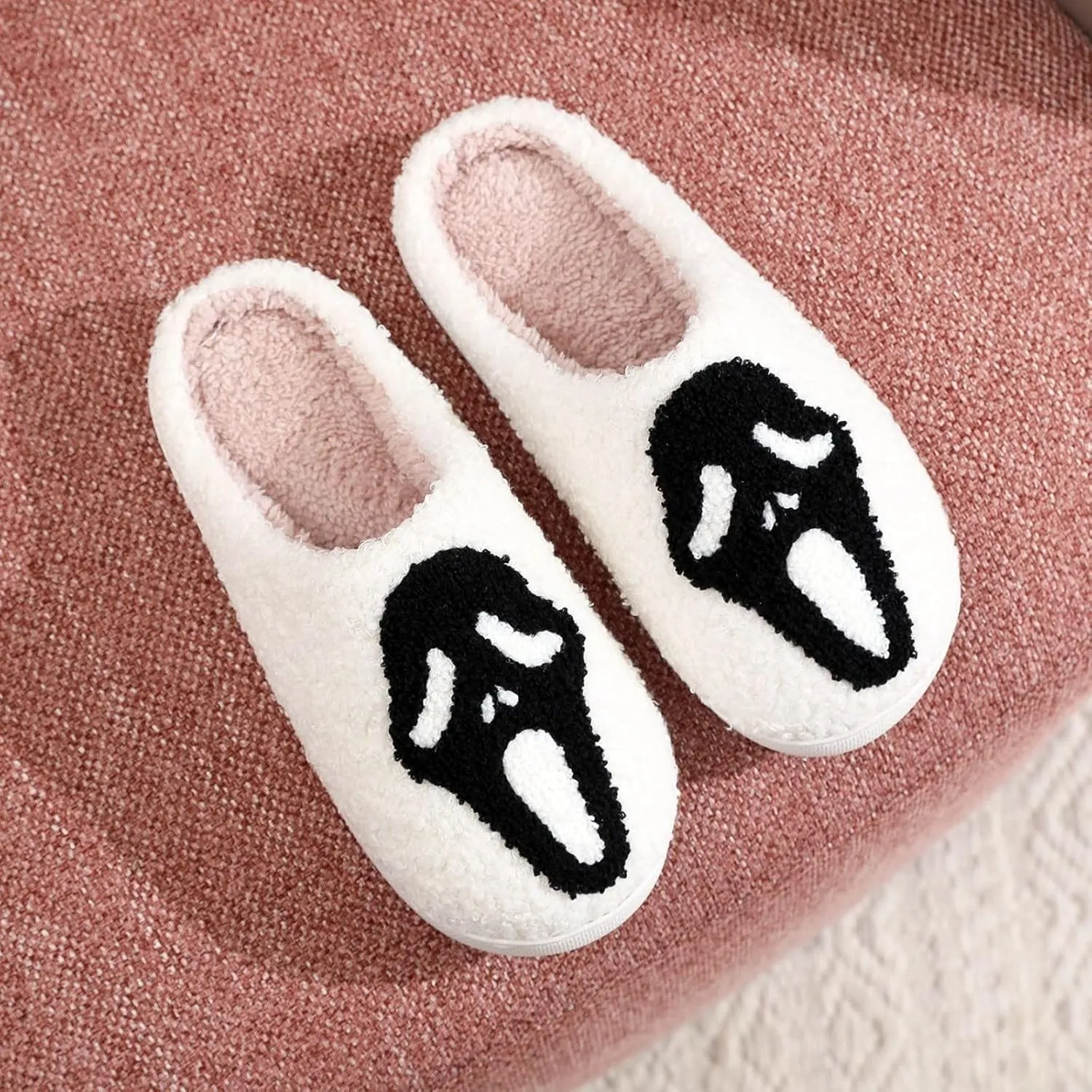 Cotton Slippers Halloween Ghost Face Horror Skull Indoor Novelty Warm Anti-Slip Soft Comfy Spooky Multicolor Gift
