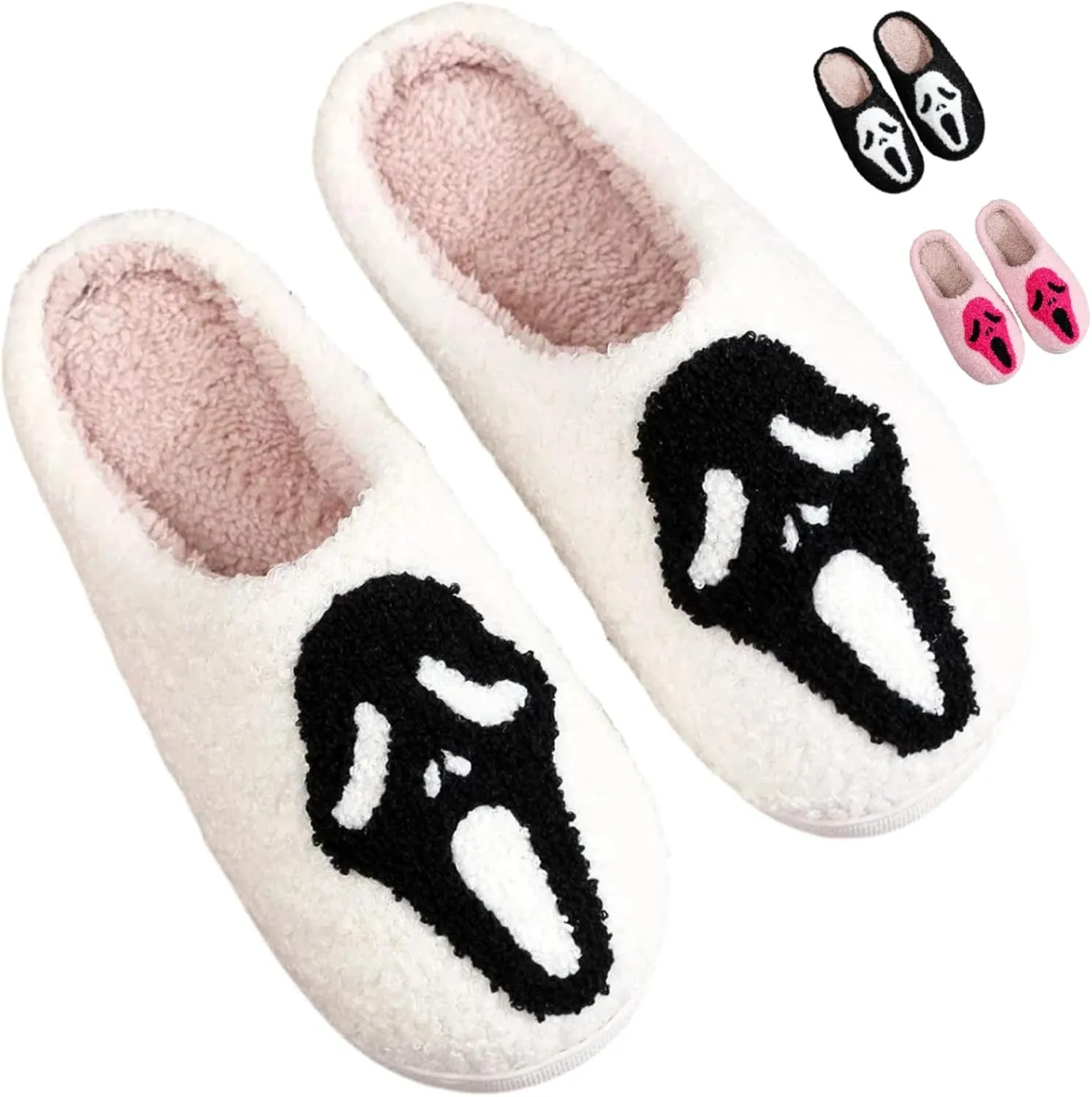 Cotton Slippers Halloween Ghost Face Horror Skull Indoor Novelty Warm Anti-Slip Soft Comfy Spooky Multicolor Gift
