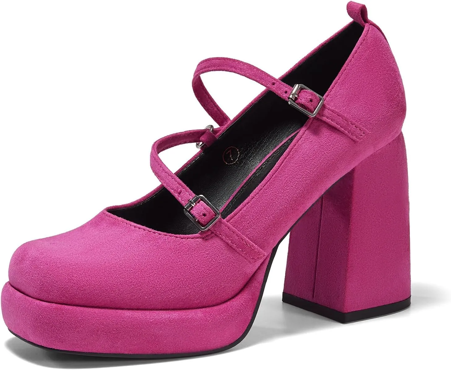 Coutgo Womens Mary Jane Heels Chunky Platform Loafer Shoes Block Heel Closed Square Toe Pumps Cross Strap High Heel Dress Shoes