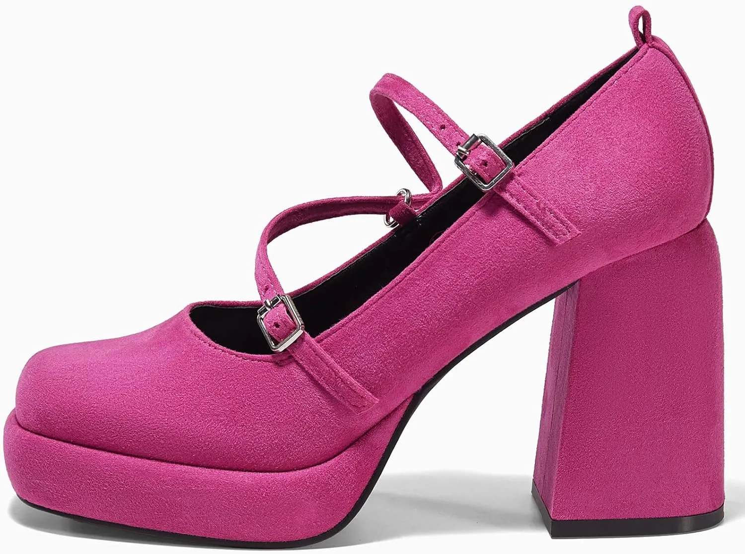 Coutgo Womens Mary Jane Heels Chunky Platform Loafer Shoes Block Heel Closed Square Toe Pumps Cross Strap High Heel Dress Shoes