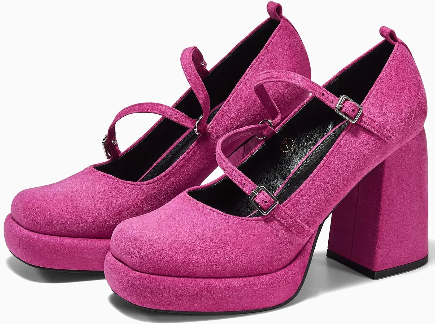 Coutgo Womens Mary Jane Heels Chunky Platform Loafer Shoes Block Heel Closed Square Toe Pumps Cross Strap High Heel Dress Shoes