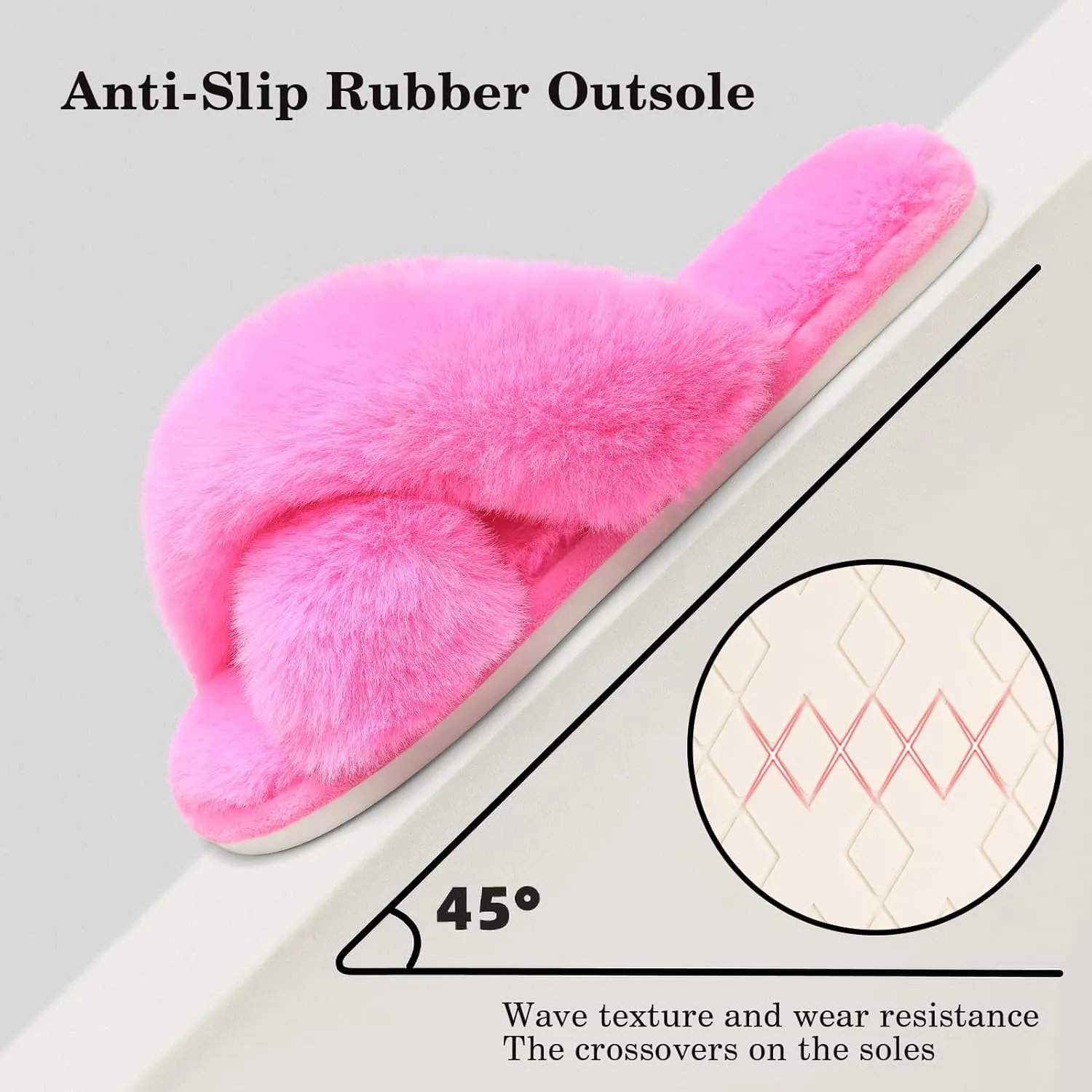 Cozyfurry Womens Cross Band Slippers Cozy Furry Fuzzy House Slippers Open Toe Fluffy Indoor Shoes Outdoor Slip on Warm Breathable Anti-skid Sole
