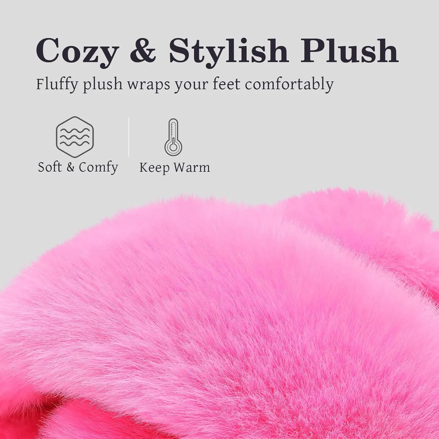 Cozyfurry Womens Cross Band Slippers Cozy Furry Fuzzy House Slippers Open Toe Fluffy Indoor Shoes Outdoor Slip on Warm Breathable Anti-skid Sole