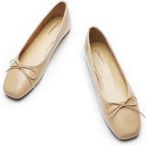 C.Paravano Women's Ballet Flats, Comfortable Slip On Round Toe Flat Shoes, Casual Walking Shoes for Women, Slip-On Bow Dressy Flats for Work Office & Wedding Party