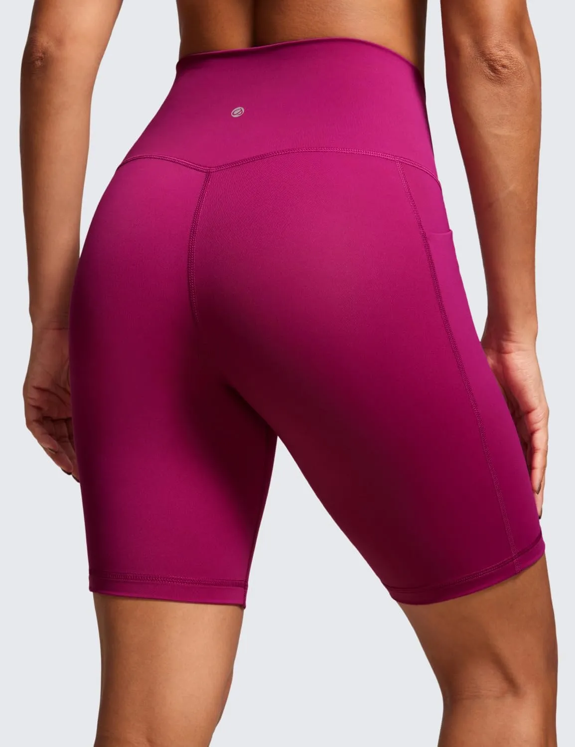 CRZ YOGA Women's Naked Feeling Biker Shorts with Pockets 8'' - High Waisted Yoga Gym Workout Spandex